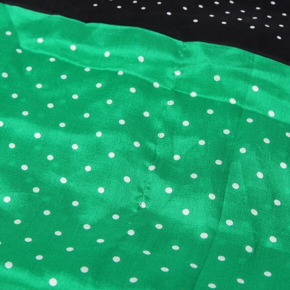Vintage BILL BLASS Silk Polka Dot Scarf Black Green White Designer Tie Square - Picture 3 of 7